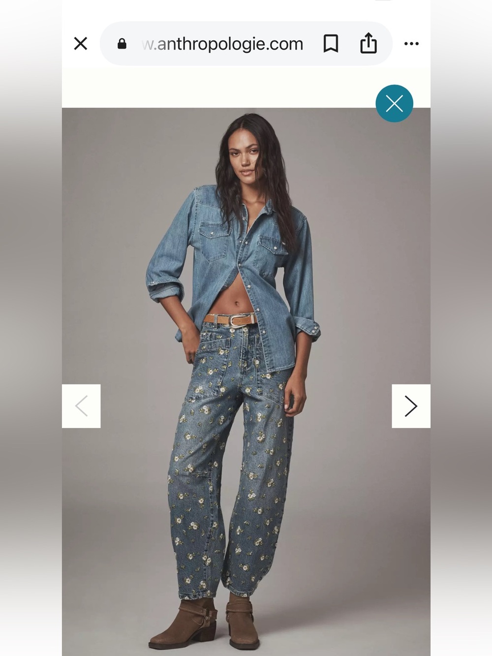 Avec Les Filles Embroidered Daisy Women’s Barrel Jeans - BNWT
